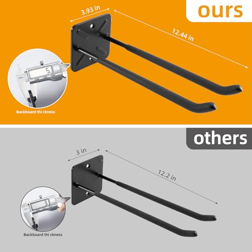 Sinoer 2 Pack Metal Wall Mount Garage Double Storage Hooks - style: 2pc Heavy duty hooks -12"