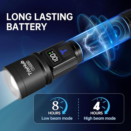 TrixHub Rechargeable Flashlight Super Bright Flashlight Lampara Recargable - color: Black, size: 1 Pack