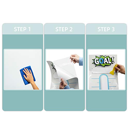 Fundraising Thermometer Chart Goal Tracker Decal - 48"x12" - Dry Erase Goal Setting Wall Poster Thermometer - Removable Giant Sales Goal Vinyl Sticker (Blue) - color: Blue