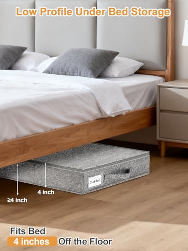 punemi 4 in High Sturdy Low Profile Under Bed Storage, 2 Pack, Grey - color: Grey, size: 2 Pack-4 inch Tall-Structured
