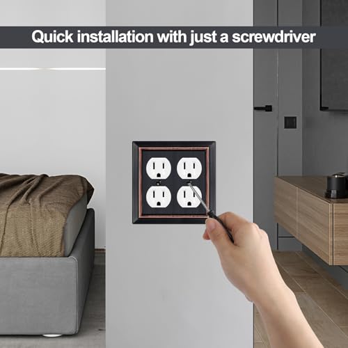 Metal Wall Plate for Electrical Outlets, Applicable to Double Outlet - size: Double Duplex
