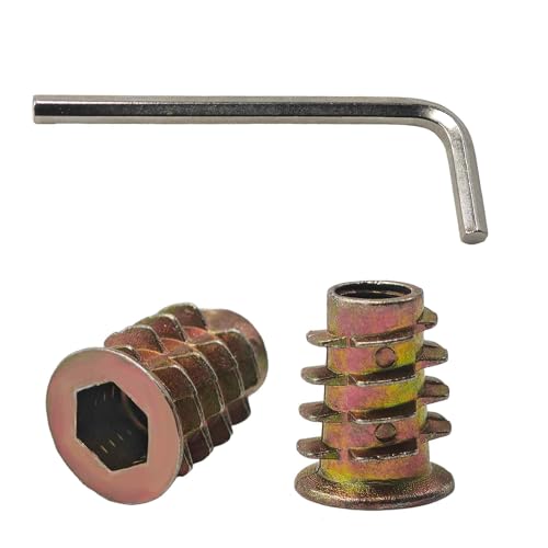 50PCS M6*15mm Threaded Insert Nuts Zinc Alloy Hex Socket Drive Furniture Screw-in Bolt Fastener Connector for Wood Furniture Assortment with Hex Spanner - size: M6x15mm
