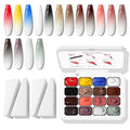 Ombre Gel Polish Palette,16Colors Pat Gel Paint Nail Art Kit Sponge Patting - color: 16 Colors C