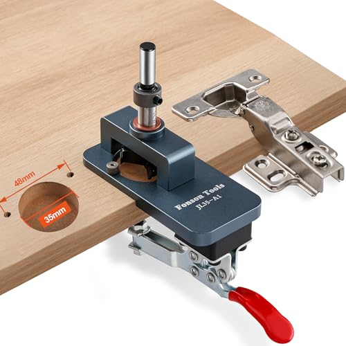 Metal Concealed Hinge Jig, 35MM Cabinet Hinge Jig Drilling Hole Puncher with Quick Clamp， Accurate Hinge Drill Jig Woodworking Tool for Doors Cabinets Hinges Mounting (Gray) - color: Gray