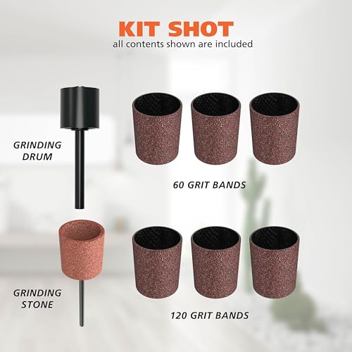Wahl Dog Nail Grinder Replacement Accessory Kit, 8 Pieces | Includes: Grinding Drum, Stone & Sanding Grit Bands For Pet Rotary Tool Electric Nail File – Model 3028371