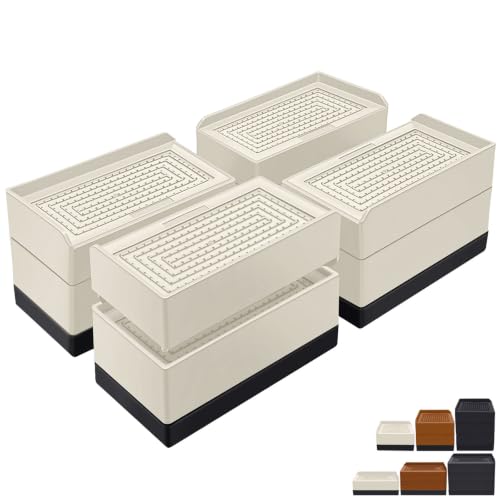 ANNKUT Furniture Risers 3 inch, Rectangle Adjustable Risers Blocks for Bed Sofa Table and Couch Lift to1.5 or 3 inch，Heavy Duty Support Up to 1,300 Lbs (4 Pack-Apricot) - color: 3 Inch-apricot(rectangle)