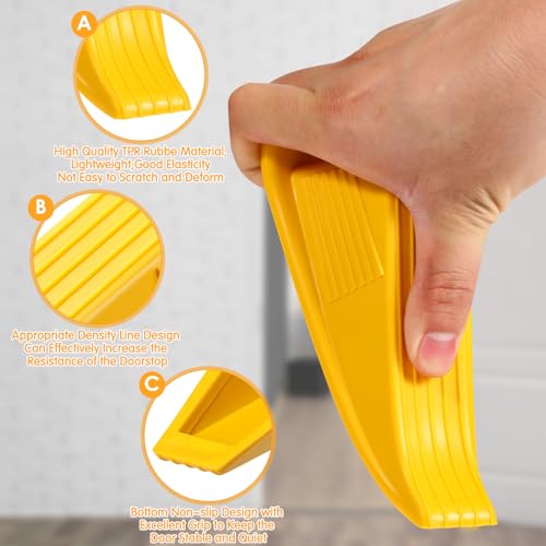 Frienda 2 Pcs Heavy Duty Rubber Door Stops Wedge Stackable,Yellow - color: Yellow