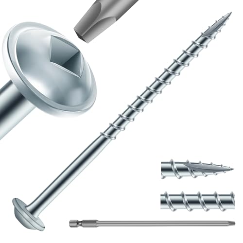 Pocket Hole Screws #8 x 2-1/2" (206Pcs) 2lb. Carbon Steel, Zinc Plated, Washer Head, Coarse Thread, Square Drive,150MM Drive Bit Included - color: Zinc Plated, size: #8 x 2-1/2"