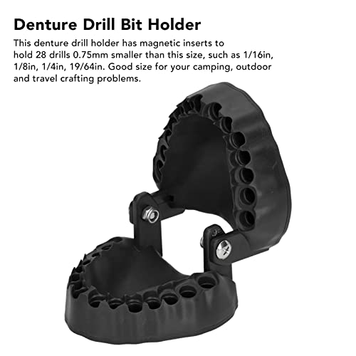 Magnet Denture Drill Bit Holder,Portable 28 Drill Bits Denture Bit Holder Desk Gadget Decor Tool (Black) - color: Black
