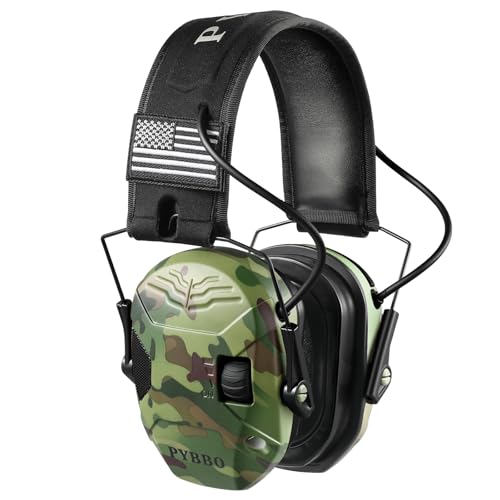 Electronic Shooting Ear Protection w/Gel Pads, 23dB NRR Active Noise Reduction & 3X Amplification Headset for Shooters - color: Camo