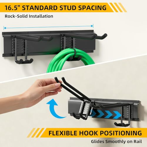 GRENPRO 49.5 Inch Garage Tool Organizer, 6 Double-layer Hooks, Holds 440lbs - size: 49.5 inch