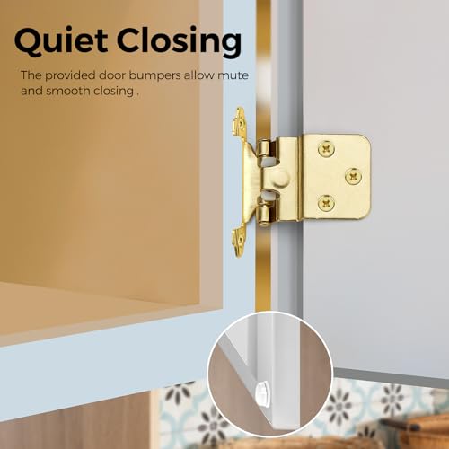 30 Pack 15 Pair Gold Cabinet Hinges, 3/8" Inset Semi-Concealed Hinges - color: Gold, size: 3/8" Inset