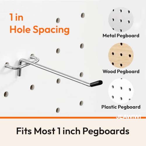 JEAWIWI 36 Pcs Metal Pegboard Hooks, 4 & 6 & 8 Inch, Fit 1/8 in Peg Board - size: 4 & 6 & 8 Inch