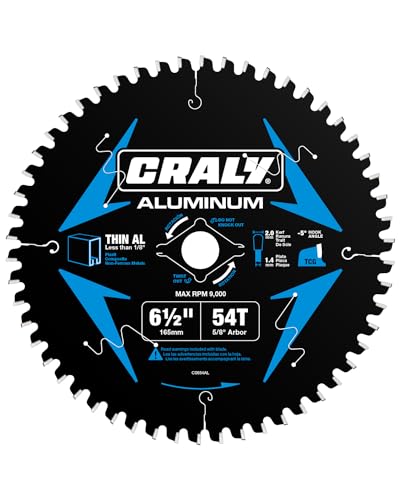 CRALY 6-1/2 Inch 54 Teeth Aluminum and Non-Ferrous Metal Cutting Circular Saw Blade, 5/8 Inch Arbor, Carbide Tipped, Thin Kerf, Black Ice™, for Thin Aluminum, Plastic, Composite(C0654AL) - size: 6-1/2", 5/8" arbor, 54T