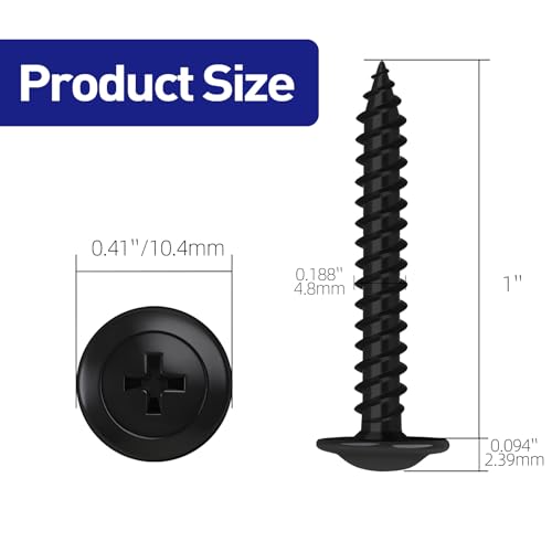 #10 x 1 Truss Head Fast Self Tapping Screws, Alloy Steel Wood Screws, Black Finish, Full Thread, Screwdriver Bit Included, 100 PCS - color: Black, size: #10 x 1"