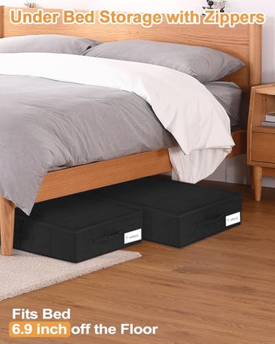 punemi 50L Under Bed Storage Containers with Zipper Lid, 3Pack, Black - color: Black, size: 3 Pack-6.7 inch Tall-Structured