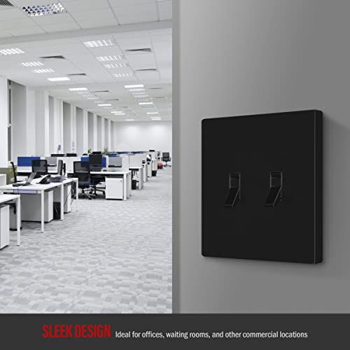 ENERLITES Screwless Double Toggle Light Switch Wall Plate Cover, Black - color: Black, size: Screwless