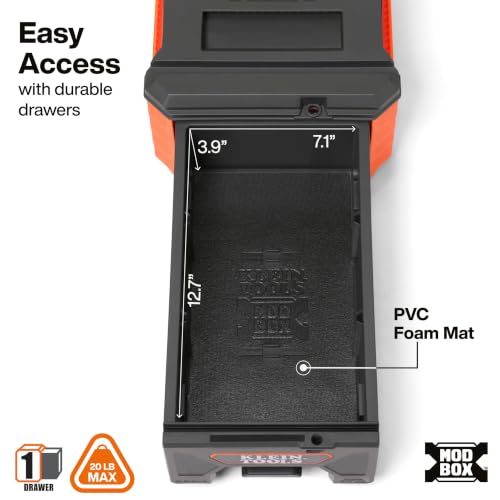 Klein Tools 54843MB MODbox Compact Single Drawer Box, Half Width, Tool Storage Drawer with Ball Bearing Slides, Dividers Included, PVC Foam Mat - size: Compact Half Width