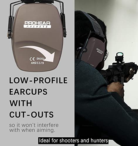 PROHEAR 016 NRR 26dB Shooting Ear Protection, Slim Passive Earmuffs - color: Brown