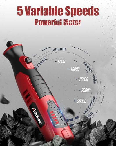 AVID POWER 8V Cordless Rotary Tool 5 Speeds Dog Nail Grinder 4 LED Lights - color: Red