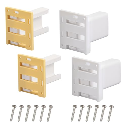 4 Pack Drawer Slide Track Brackets Rear Mount Plastic(2 Pairs) face Frame sockets for 1 Inch Drawer Slides, Cabinet Pull Out 4 Packshelf Slides Hardware Bottom Mount, C-Shaped Drawer Rail Bracket