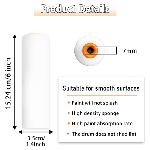 8 Pieces 6 inch Foam Paint Roller Cover with 2 Frame Set - size: 6",8pcs