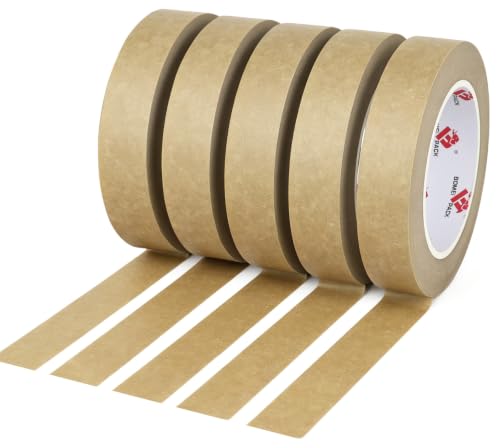BOMEI PACK Brown Painters Tape 1 Inch Bulk - Paint Tape 5 Rolls x 1 Inch x 55 Yards - Brown Masking Tape for Walls Painting, DIY Crafting, and School Projects, Total 275 Yards - color: Brown