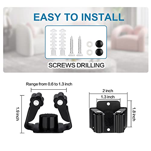 JAMEND CLXP 24PCS Broom and Mop Holder, Heavy Duty Garden Tool Organizer Rack Rake and Shovel Handle, Stainless Steel Mop Hanger. Wall Mounted with Screws.Matte Black - color: Matte Black, size: 24