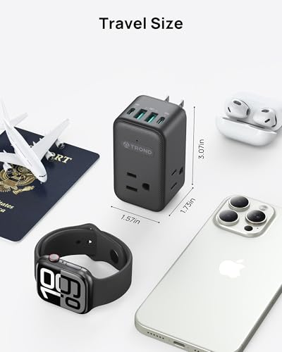 TROND Multi Plug Outlet Extender - 3 AC Outlet Adapter with Rotating Plug - color: Black, size: 3 Prong-1 Pack