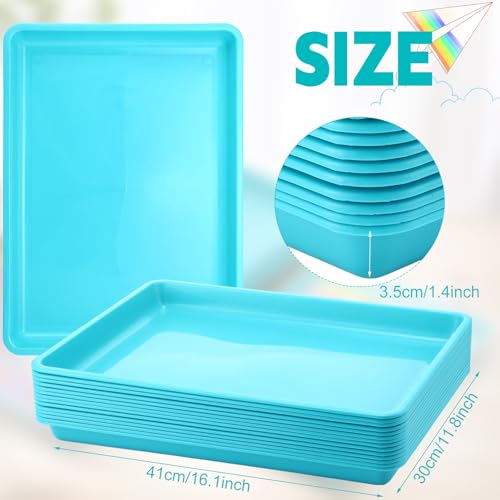 Maitys 15 Pack Plastic Art Trays 12 x 16 Inch Sensory Trays, Mint Green - color: Mint Green