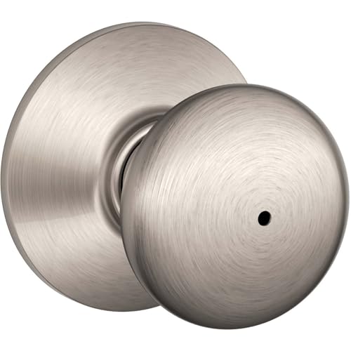 SCHLAGE Plymouth Bed/Bath Privacy Door Knob with Lock, Satin Nickel - color: Satin Nickel, size: Standard