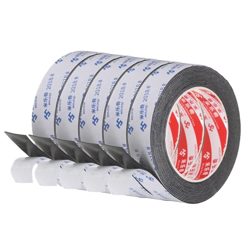 PATIKIL 5Roll Sponge Rubber Foam Tape, 63/64" W x 5/64" t x 16.4ft l Self-Adhesive Foam Insulation Tape Weather Stripping for Window Door Soundproofing Weatherstrip AC Seal Strip, Black - size: 63/64" x 5/64" x 16.4ft