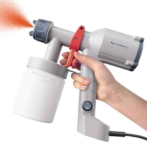 Tilswall Paint Sprayer Dreamer400 Upgraded Ultra-Light Electric Paint Spray Gun with 2 Nozzles & 3 Patterns Easy to Clean for Fences, Sheds, Walls, Ceilings, Furniture, Cabinets, Garden & DIY White