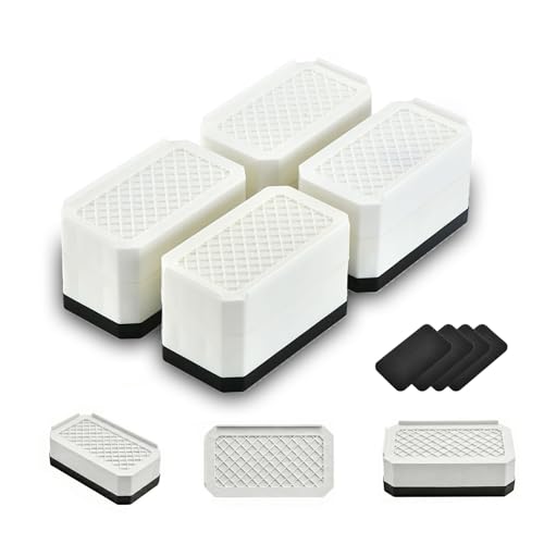 EclatBain Rectangular Adjustable Bed Risers 3&4.3 Inch, 4000 lbs, 4 Pack - color: Rectangle-4 Pack-white, size: 2 Layer(3inch)