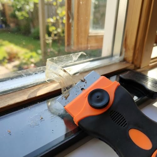 Mister Rui 2-in-1 Razor Scraper, 20 Blades, Screw-On Design, Multi-Surface - color: 1 Orange