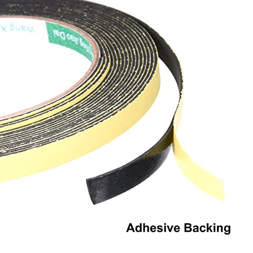 uxcell Sealing Foam Tape 8mm Wide 1mm Thick 5m/16.4ft Long, Self Adhesive Weather Strip for Window Door Insulation, Pack of 2 - size: 8mmx1mmx5m