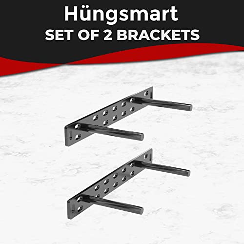 Set of 2 Floating Shelf Brackets 11 inch Multiple Mounting Location Baseplate/Heavy Duty Black Painted Mild Steel Bracket Hidden Wall Shelves Support Hardware Mount Kitchen/Nursery Decor (4 inch Rods) - size: 4 inch Rod