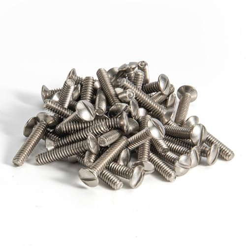 Henne Bery 3/4" Long 6-32 Thread, Oval Head Milled Slot Replacement Wall Plate Screws, 50 Pack, Satin Nickel/Brushed Nickel - color: Nickel, size: 3/4",50 Pack