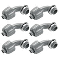 uxcell 6Pcs Nonmetallic Liquid Tight Connectors, 3/8" NPT Plastic Flexible 90 Degree Conduit Fitting for Conduit, Pipe Tube Connection and Leakproof, Gray