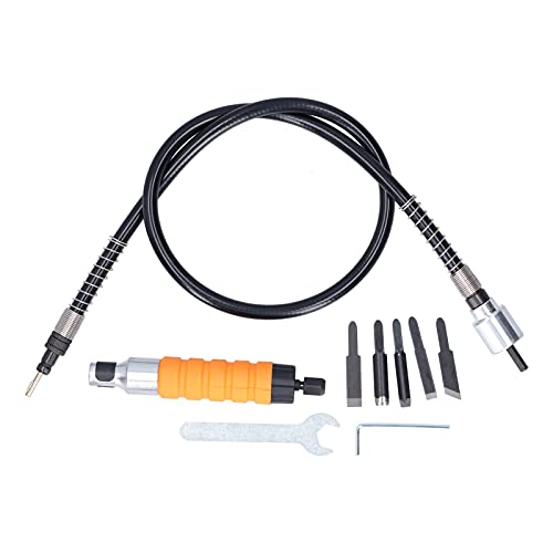 Jadeshay Electric Carving Chisel Tool Woodworking Set with 5 Knives and Flexible Rubber Shaft for Drills and Grinders