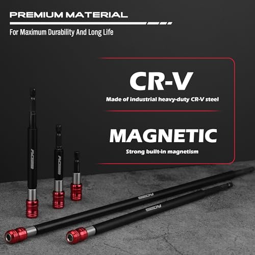 Magnetic Screwdriver Bit Holder Set: 5-Piece 1/4 Inch Hex Shank Quick Release Extension Adapter | Super Straight Durable CR-V Steel | Universal Fit for Impact Driver Bits | 2", 4", 6", 12", 17" Long - style: 2|4|6|12|17inch-5PCS