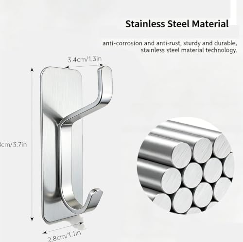5Pcs Adhesive Wall Towel Hooks, No Drill Waterproof Bathroom Shower Hooks - color: Silver
