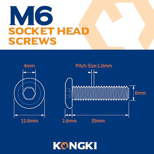 M6 x 35mm Flat Head Hex Socket Cap Screws Furniture Bolts, Stainless Steel 18-8 (304), Black Oxide, Countersunk Connector Screw, Full Thread, 10 PCS (with Hex Spanner) - size: M6 x 35mm