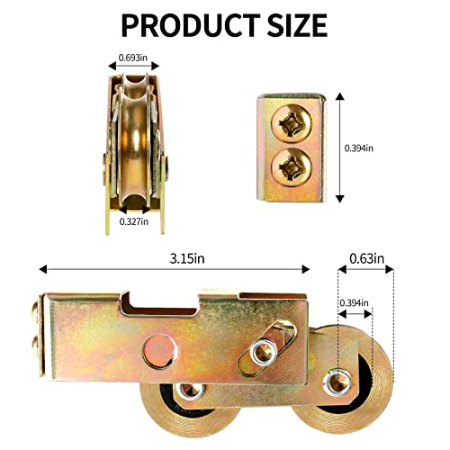 Huazu Sliding Patio Door Tandem Roller Assembly - 1-1/4 Inch Steel Ball Bearing, Replacement Rollers for Sliding Glass Doors, Screen Doors, Gates, and Windows (2 Pack)