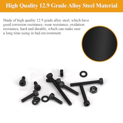 105 Pieces M2 x 20mm Socket Head Cap Screws, Thread Pitch 0.4mm, Sutemribor M2 Black Screws, 12.9 Grade Alloy Steel, Black Oxide Finish, Fully Threaded - size: M2 x 20mm, style: Socket Head
