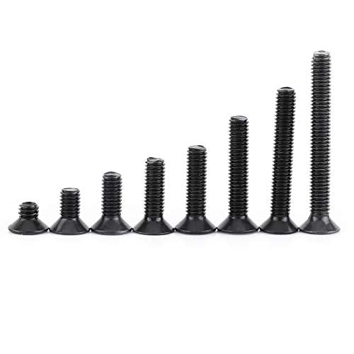 Flat Countersunk Head Socket Screws M3 Assortment Kit, 200Pcs Hex Drive Machine Screws with Storage Box (4-25mm Sizes)