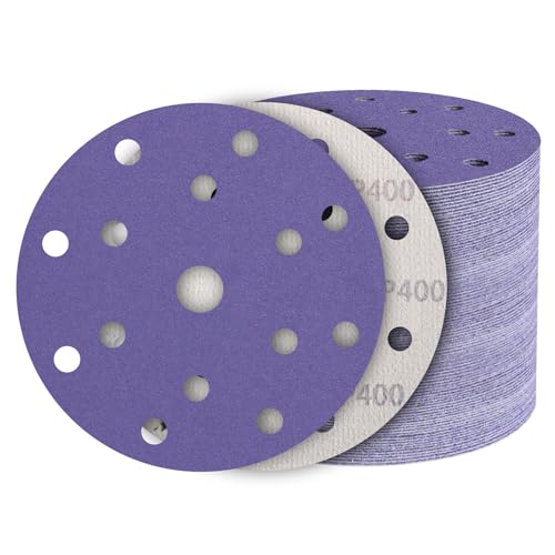 50Pcs 6 Inch Sanding Discs 400 Grit, Hook and Loop Orbital Sandpaper - style: 400Grit-50Pcs