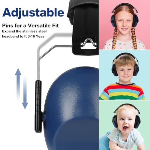 Floriogra Noise Cancelling Headphones for Kids/Toddler 28dB SNR Ear Muffs - color: Dark Blue