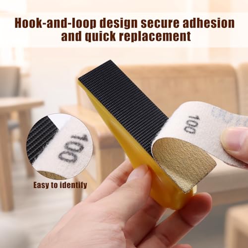 ZEHIQ 3.5"x1" Detail Hand Sanding Block and 130Pcs Sandpaper Assortment - style: Gold Sandpaper 130pcs + Sander