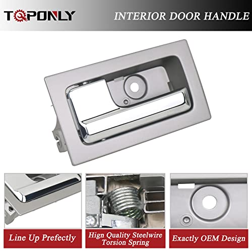 TQPONLY Interior Door Handle Front/Rear Left Driver& Right Passenger Side (Gray Housing+Chrome Lever) Compatible with 2009-2014 Ford F150 Replaces 9L3Z1522601CB 90826 9L3Z1522600CB 90825 - color: Chrome Lever with Gray Housing, style: 1 Pair